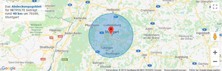 Abdeckungsgebiet NETPOLTE